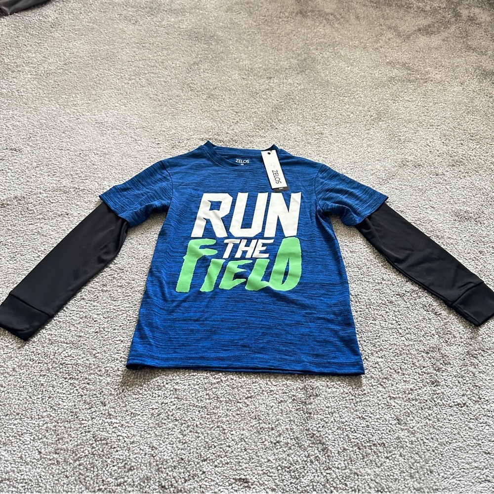ZELOS Blue and Black Kids Shirt